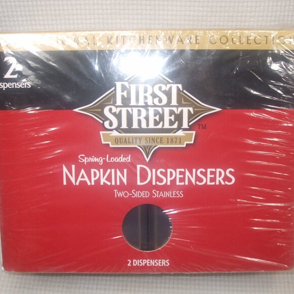 First Street Napkin Dispensers 2-Sided Spring Loaded Brushed Stainless 1Box of 2 - Picture 8 of 8